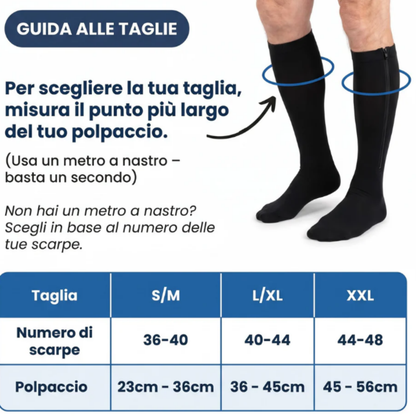 Calze a Compressione Graduata con Cerniera – Sollievo per Gambe Gonfie e Stanche